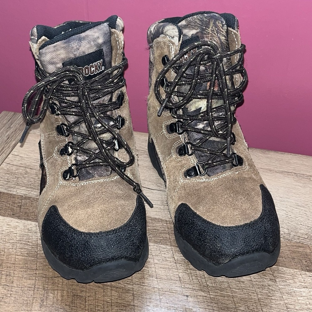 Rocky Sz 3.5Y 800 G Thinsulate Waterproof Hunting‎ Boots Brown & Camo